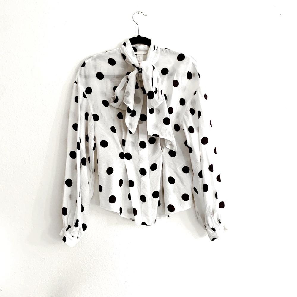 H&M Polkadot Blouse w/ tie at neck.